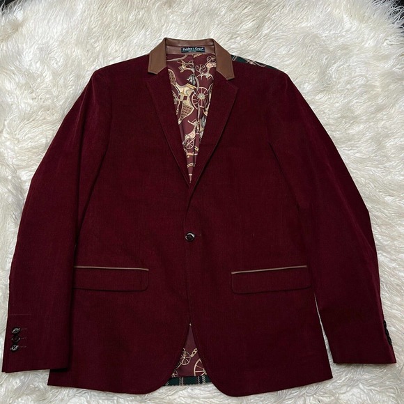 PAISLEY & GRAY MENS SPORT JACKET / BLAZER WINTER BURGUNDY FOREST GREEN SIZE 40R - Picture 2 of 9